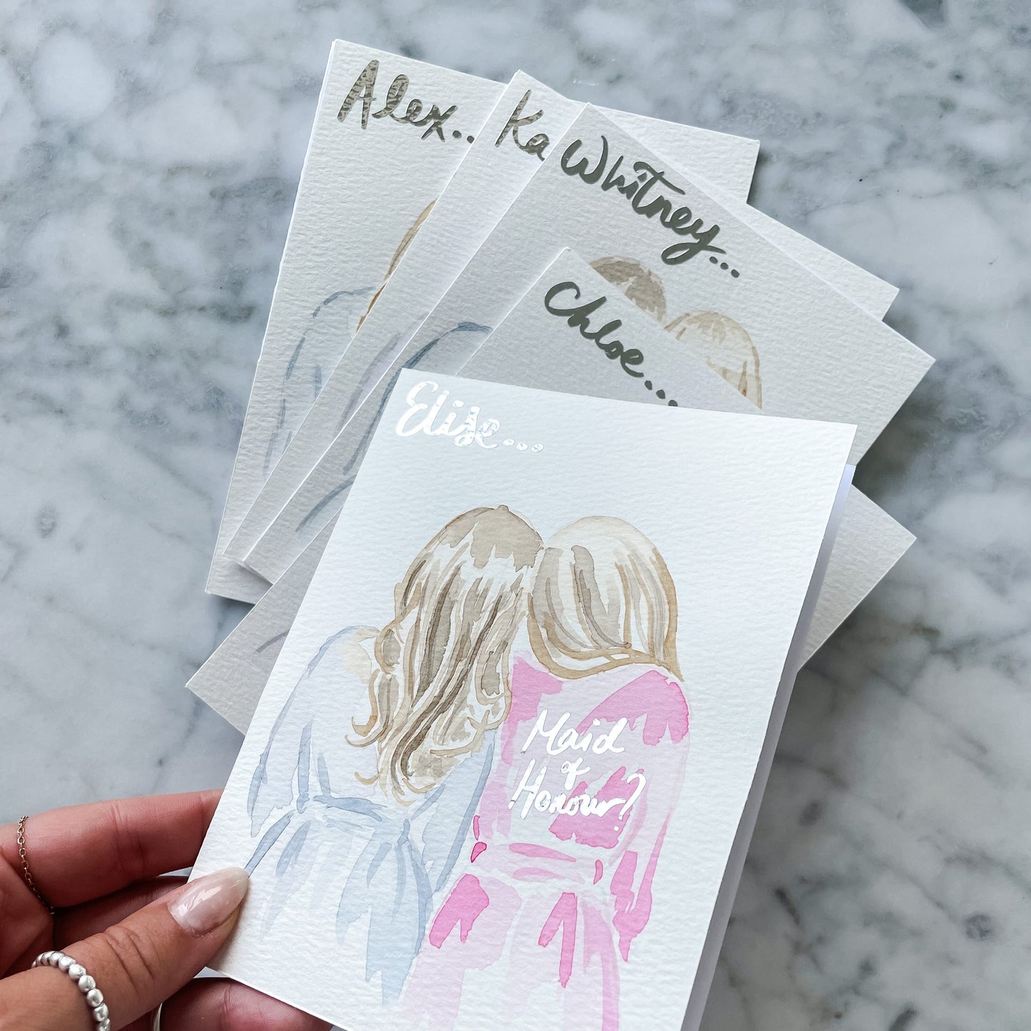 Bridesmad proposal card with name written on it. Bridesmaid card. Custom bridesmaid greeting card.