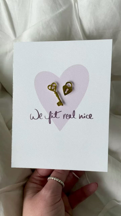 The Lock and Key Card. Valentine's Day card. Anniversary card.