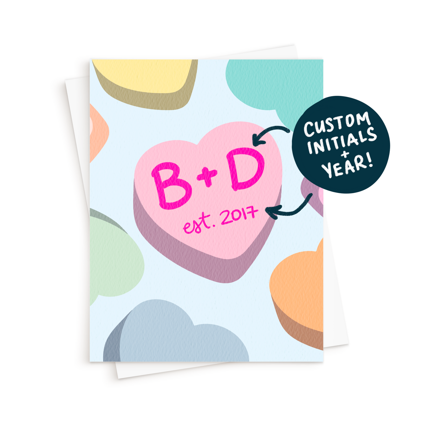 The Initials Candy Heart Card
