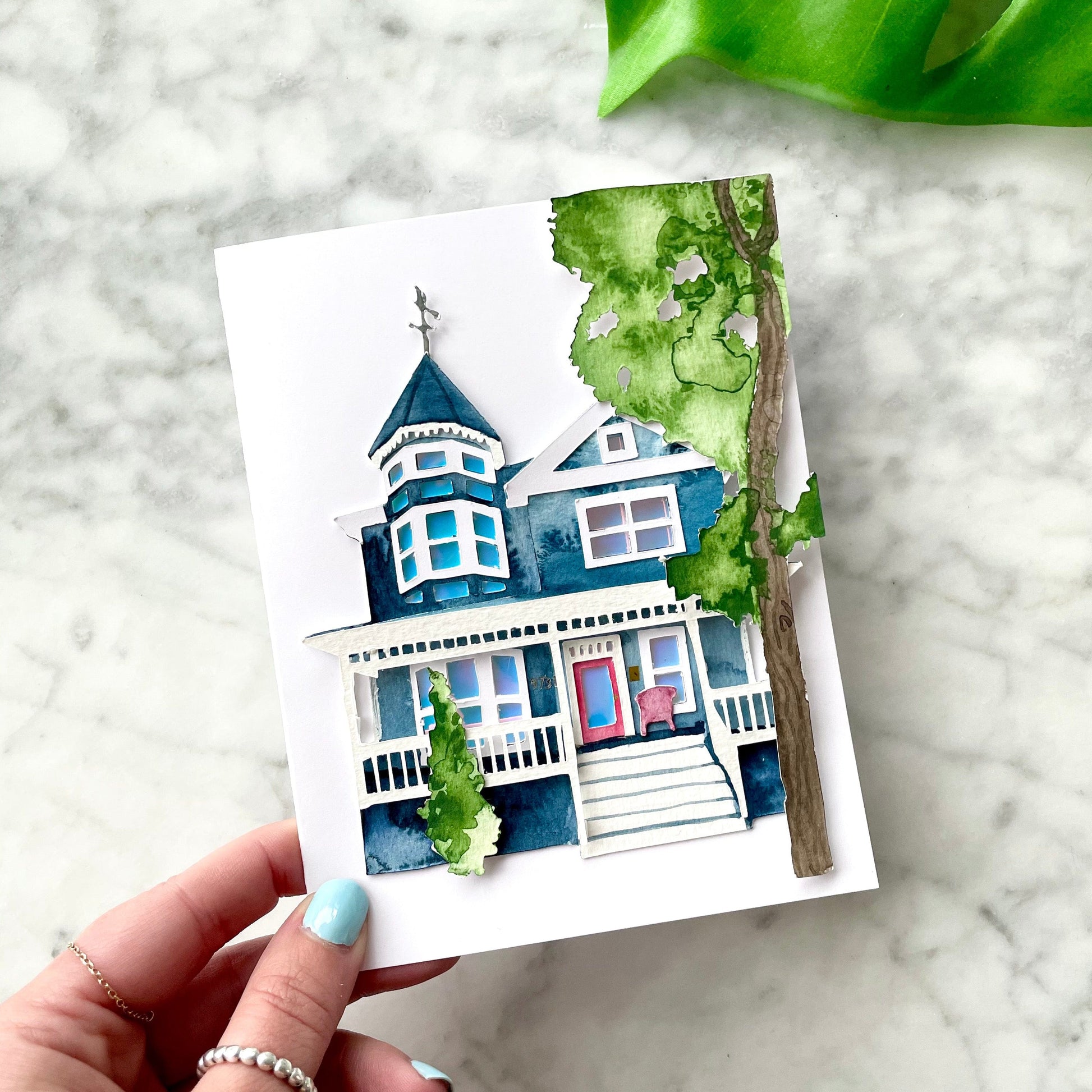 The Custom House Portrait Card. Cards for real estate clients. Housewarming Card.