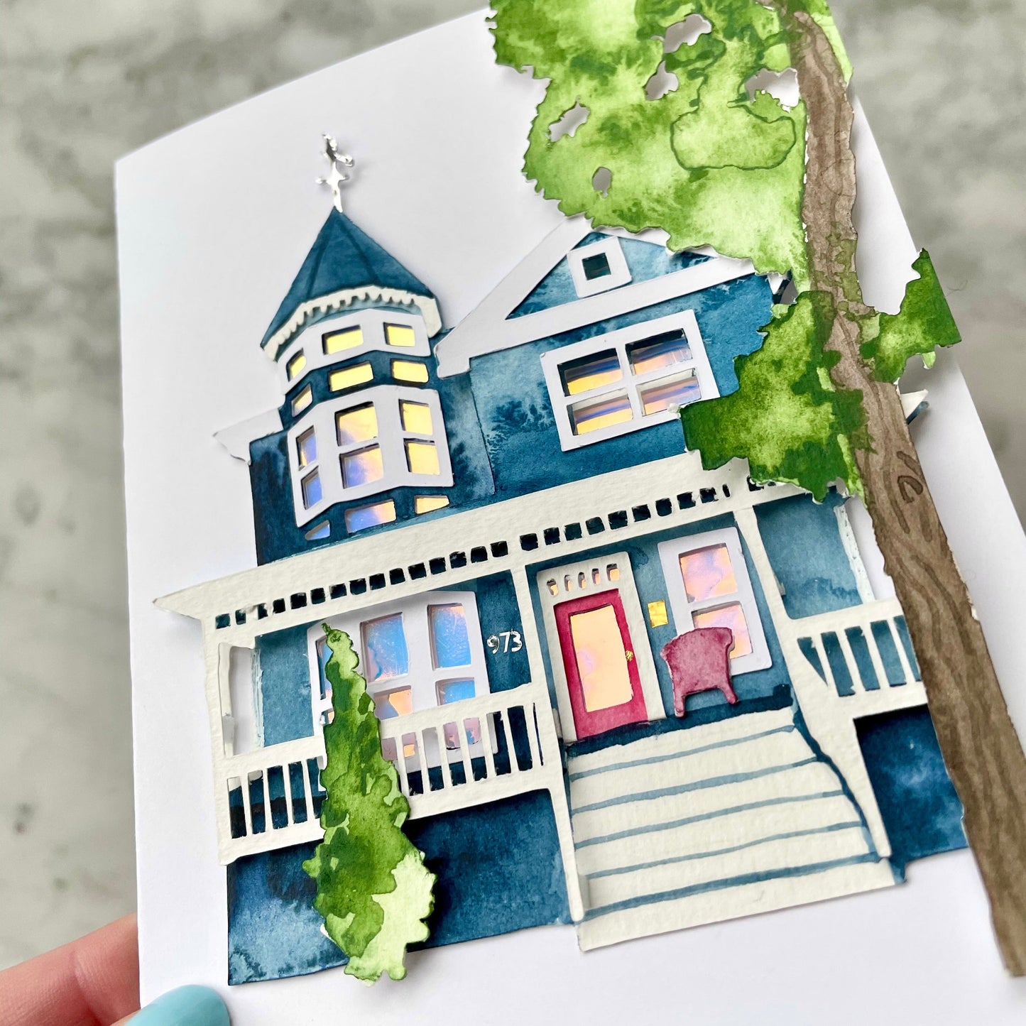 The Custom House Portrait Card. Cards for real estate clients. Housewarming Card.