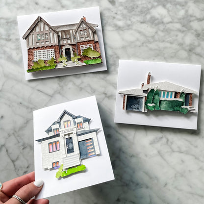 The Custom House Portrait Card. Cards for real estate clients. Housewarming Card.