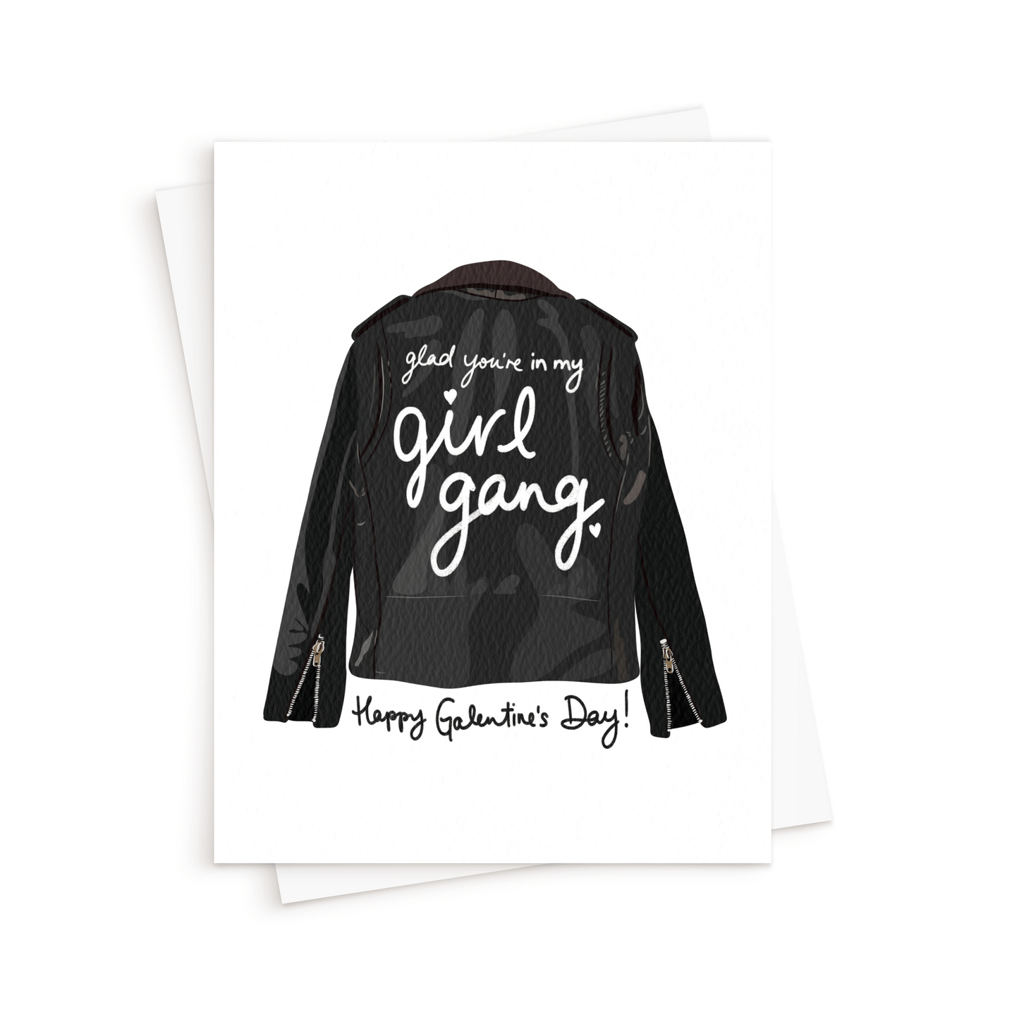 The Girl Gang Leather Jacket Card. Fun and custom greeting cards.