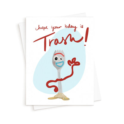 The Forky Trash Card. Toy Story Birthday Card. Funny Birthday Card.